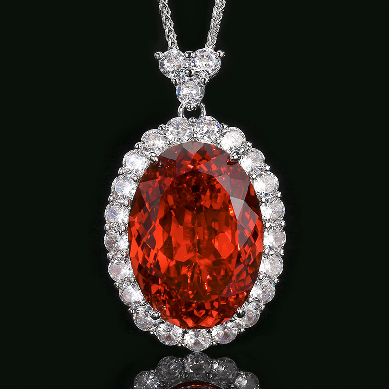 Pendentif orange platine avec chaîne Chopin