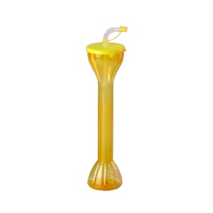 16oz/24oz/32oz 600ml 1000ml 1L yard bardaklar plastik uzun boyun fincan plastik slush parti yard fincan plastik yard bardaklar saman ile