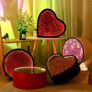 Yuvarlak kalp şeklinde led korunmuş gül hediye kartı kutusu ışıkları büyük şeffaf sonsuza sabun çiçekçi cajas de regalo çiçek kutusu - Product Image 1