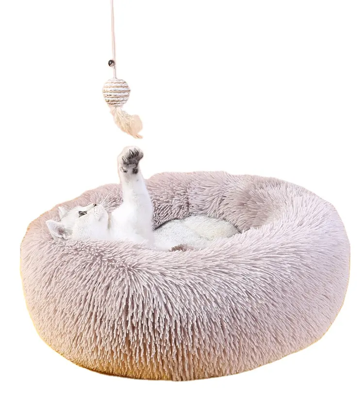 Vente en gros de canapé-lit de luxe pour chien chat et beignet moelleux en fibre de polyester lit extra large personnalisé confortable pour animaux de compagnie