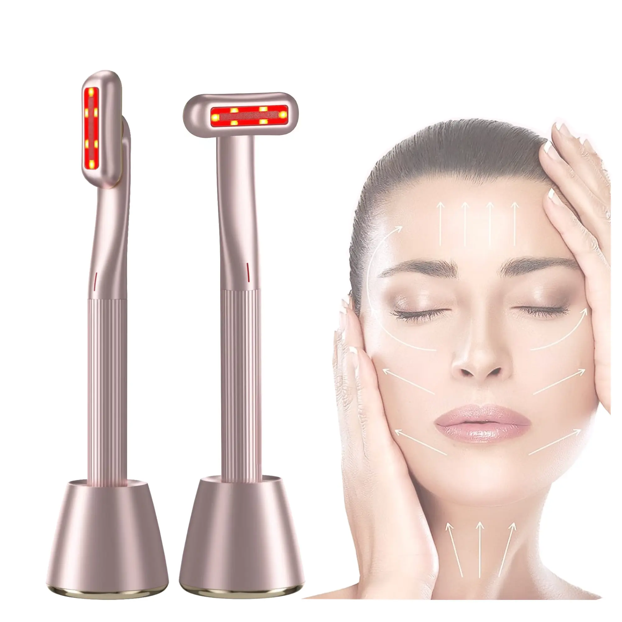 Beauty Care 360 Degree Rotation Advanced 4-in-1 LED Light Therapy Face EMS Facial Eye Beauty Massager Red Light Skincare Wand