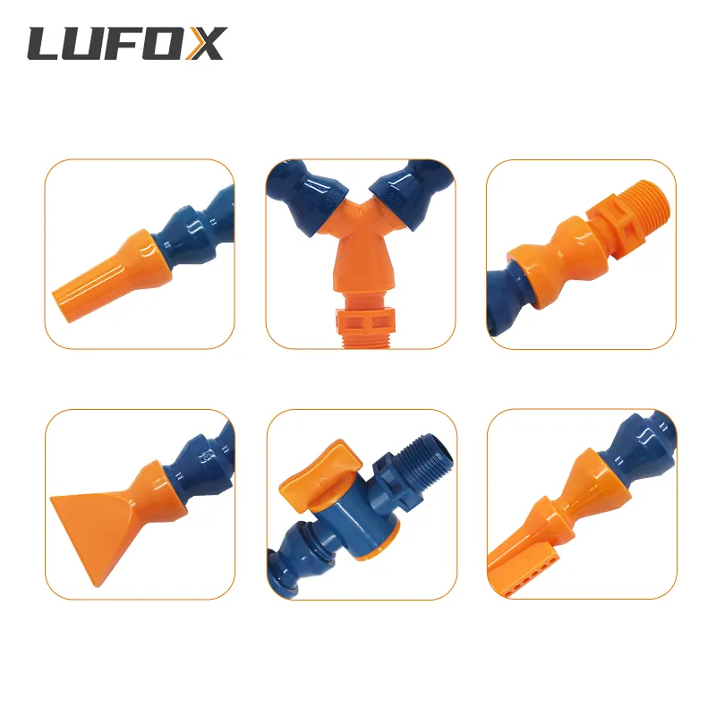 Hight Quality G3/8"Adjustable Coolant Hose Fittings Plastic Cooling Pipe Round Flat Porous Flat Switch Valve PT NPT