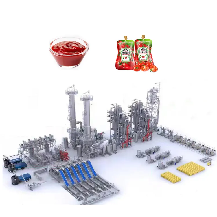 Tomate automático pasta produção linha industrial tomate pasta processamento planta equipamentos fábrica máquinas preço custo para venda