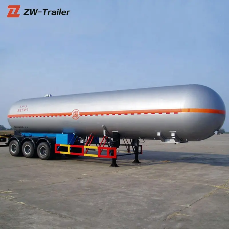 ZW กลุ่ม50cbm 3เพลารถบรรทุกน้ำมัน CNG LNG รถกึ่งพ่วงรถแก๊ส LPG รถพ่วงสำหรับขายในเม็กซิโก