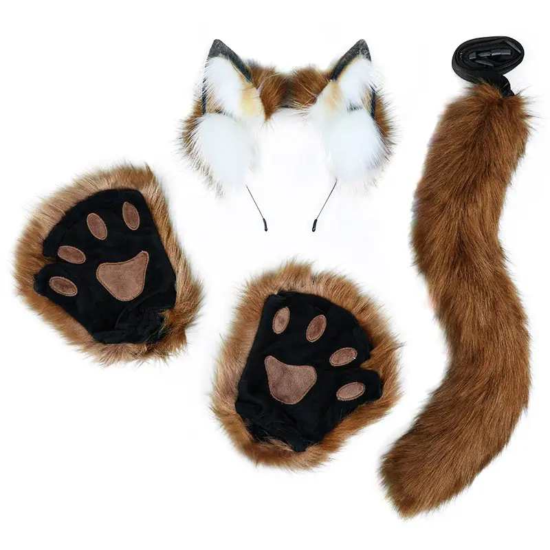 Cute Handmade Plush Plush Leaky Finger Cat Claw Animal Ear Animal Tail Suit Wolf Ear Hair Hoop For Lolita Costumes And Holiday P