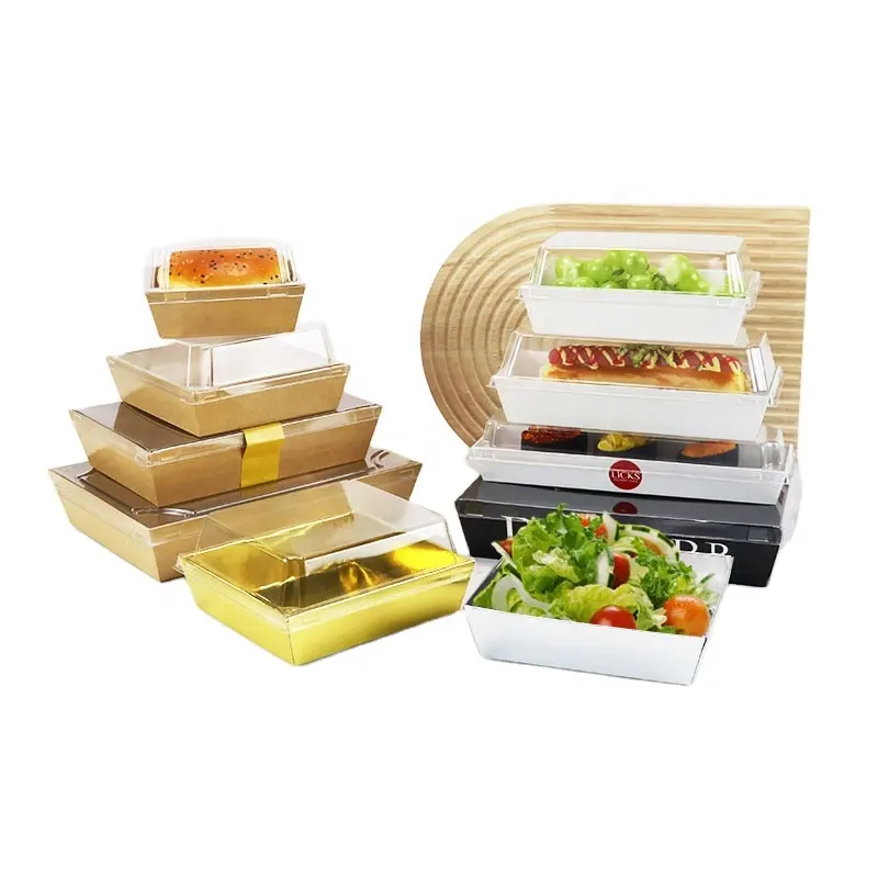 Hot brown kraft sushi cheesecake swiss roll cake fruit custom food take away box custom salad paper package salad packaging box