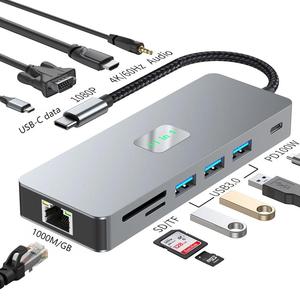Justlink 11-in-1 USB 3.0 Type-C อะแดปเตอร์ฮับสำหรับ SD TF สำหรับ MacBook สำหรับ Dell XPS สำหรับ HP สำหรับ lenthinkpad แท่นชาร์จคู่ - Product Image 1