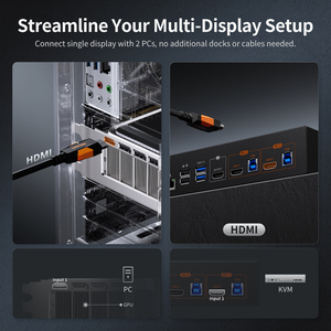 TESmart-Conmutador KVM de 2 puertos HDMI 8K 60HZ, compatible con modo de paso a través de red cableada con función de carga, conmutador KVM EDID 2x1 - Product Image 4