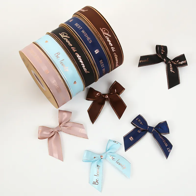 bow ribbon Wholesale custom printed ribbon for festival ornament recycled polyester double sides silk satin ribbon