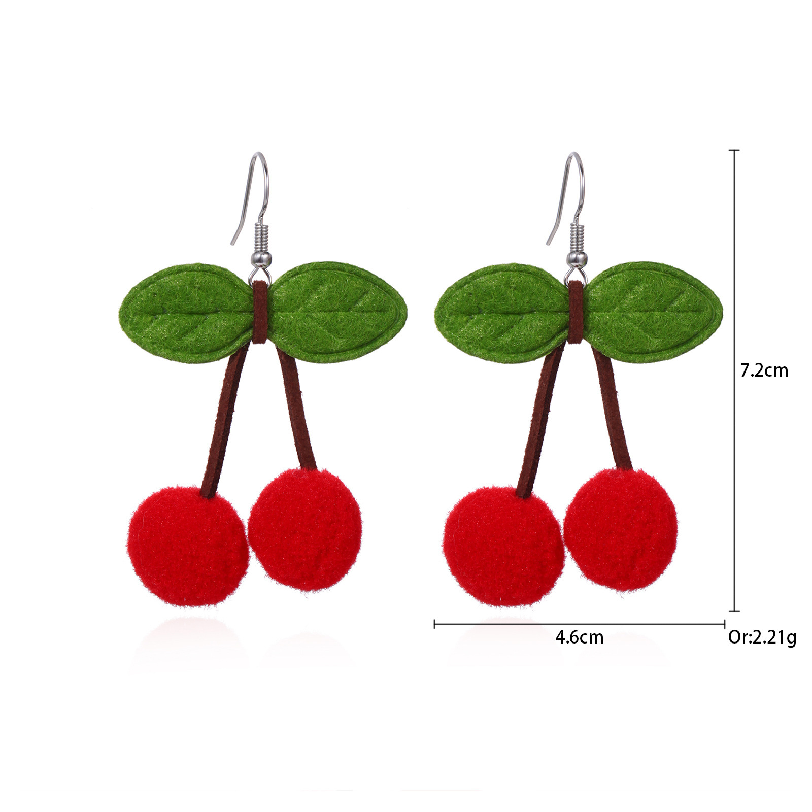 1.Pendientes de cereza con forma de bola de pelo