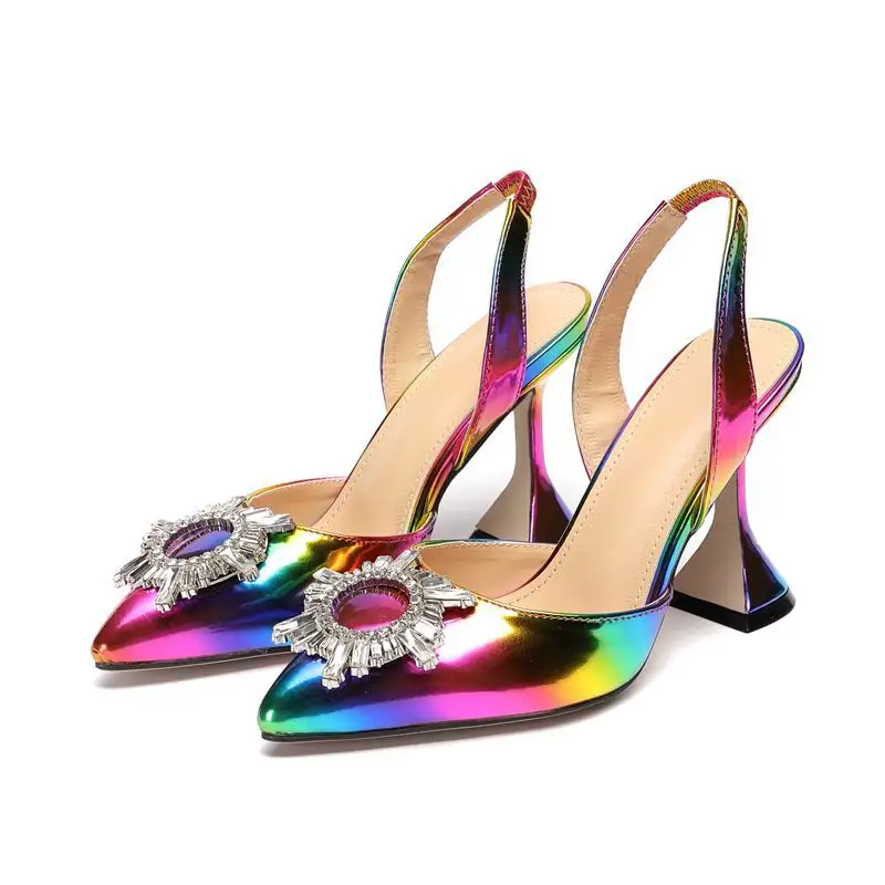 Sandali da donna con tacco alto 11.5cm colore arcobaleno tazza di vino girasole tacchi alti pompe colorate grandi 42 scarpe da donna Sexy