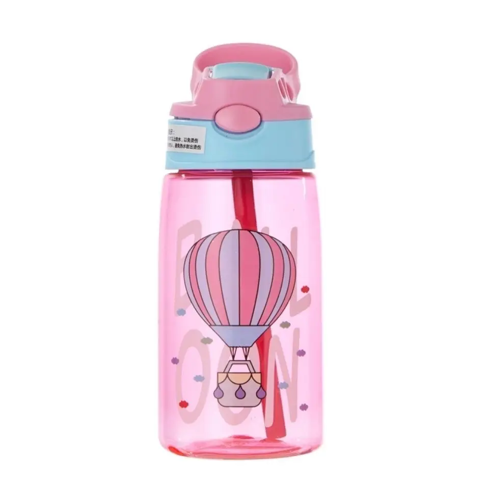Bottiglia di plastica portatile per bambini senza BPA da 480ML per la scuola tazza per bambini colorata creativa del fumetto con cannuccia