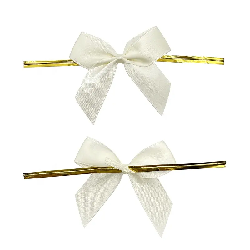 E-Magic fiocco da imballaggio pre-legato di alta qualità fiocco da 2.5 pollici con fiocco in nastro di raso con cravatta a torsione
