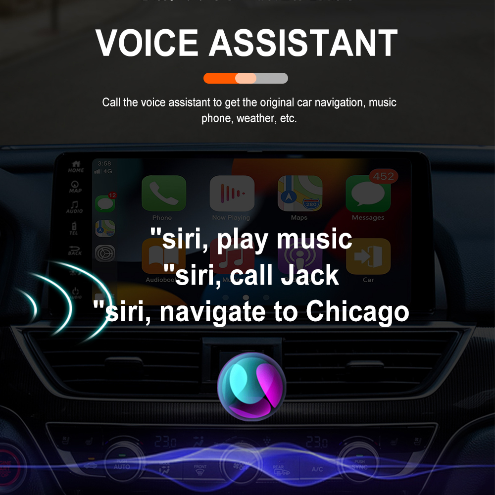 Podofo Original Car Wired CarPlay To Wireless CarPlay AI Box External Module White Original Car System Upgrade Voice Control