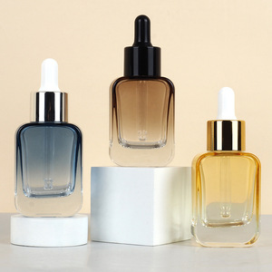 Stock Wholesale <strong>30m</strong> Rounded Flat Square Essential Oil Bottle Rose Gold Essence <strong>Perfume</strong> Clear Empty Bottle Dropper - Product Image 1