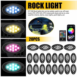 Auxito RGB LED kaya ışıkları donanımı 20 bakla Underglow renkli Bluetooth App kontrolü ile kamyon ATV UTV RZR SUV için yanıp sönen - Product Image 4
