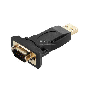 FTDIチップセットを備えたブラックUSB-DB9RS232シリアルコンソール変換アダプター