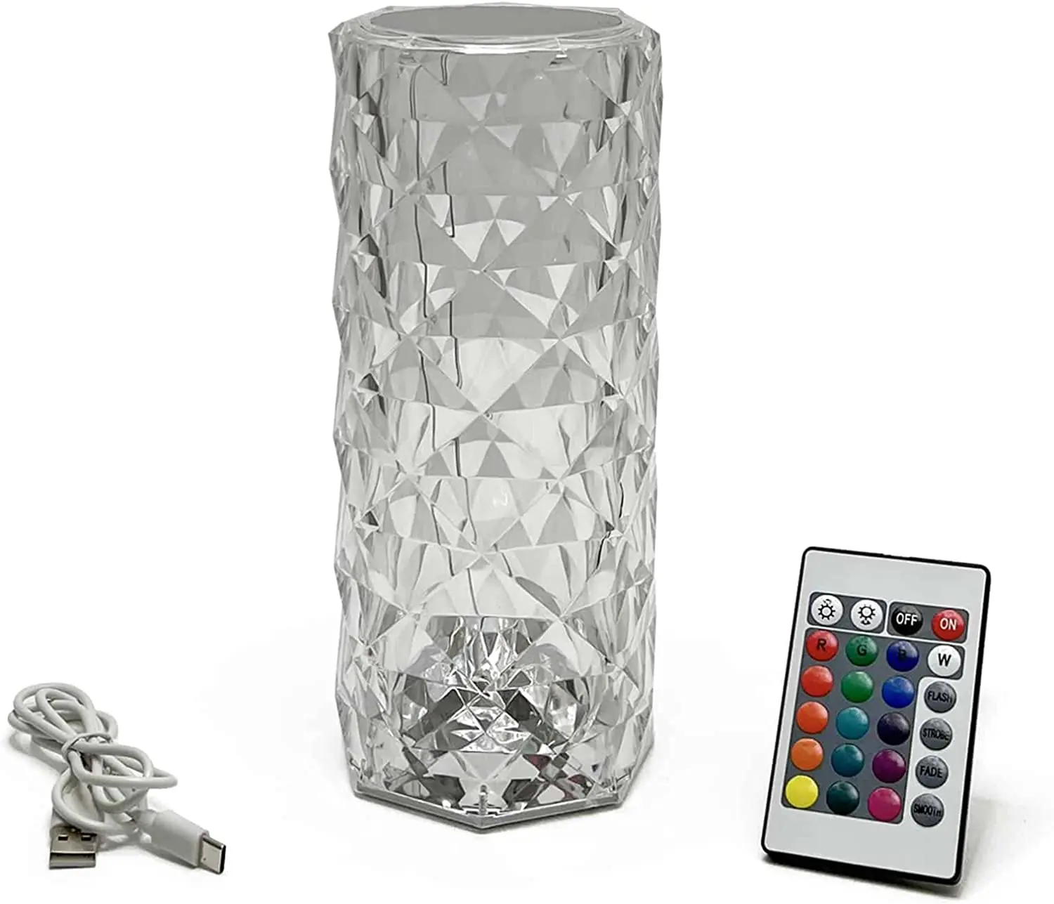 Luz noturna de led de luxo com usb, lâmpada de mesa de luz de acrílico moderna para iluminação interna de 16 cores, produto em casa, lâmpada de mesa de cristal de rosa
