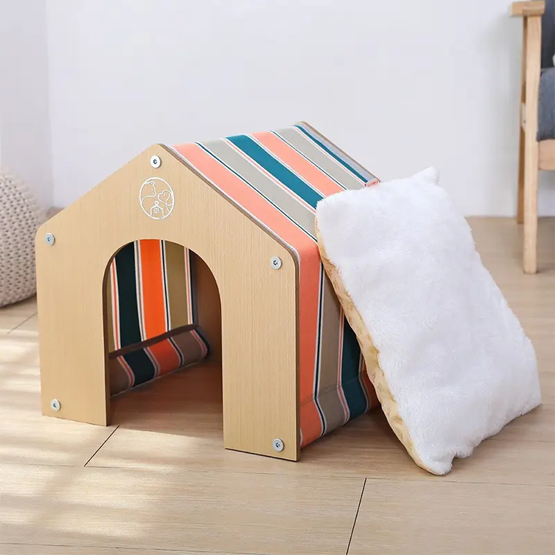 Maison en bois de pin écologique pour animaux de compagnie, Villa, lit pliable, chenil respirant pour chien et chat, meilleure vente