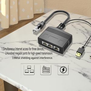 1000Mbps rete LAN Splitter 1 maschio a 3 adattatore di rete femmina RJ45 Ethernet Splitter 1 a 3 adattatore di rete - Product Image 4