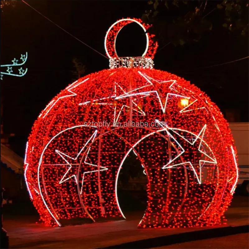 Events and wedding decoration LED giant outdoor christmas ball 3D motif light for shopping mall street decoration