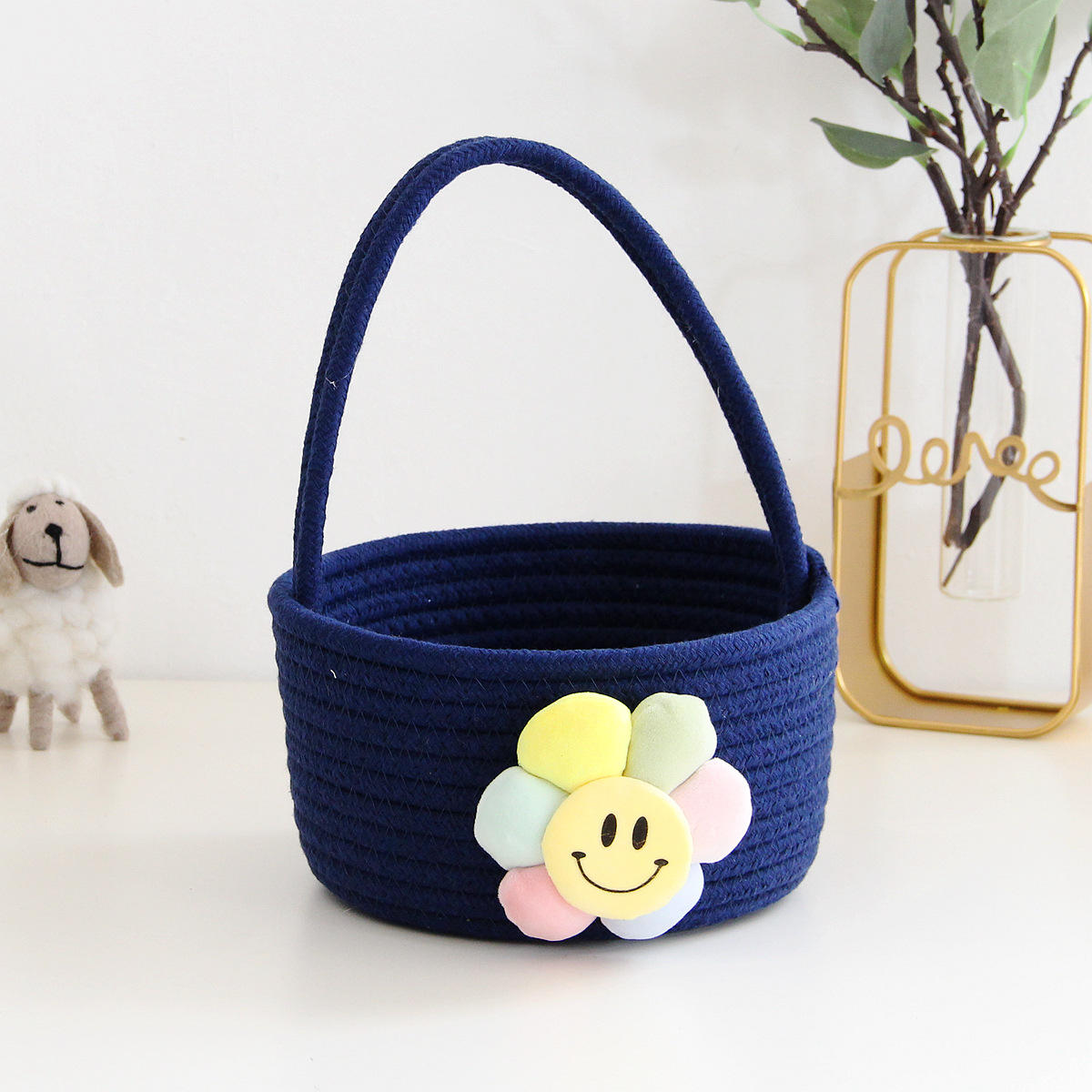 Navy blue - smile flower, medium hand carrying frame