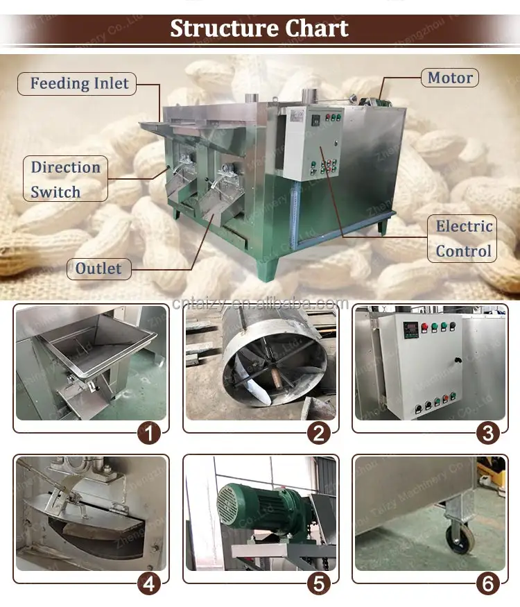 Machines de torréfaction industrielles de graines de noix de cajou de tournesol de pastèque d'arachide d'arachide