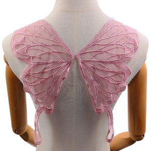 Zurück kragen mit schmetterling muster Stickerei Spitze Diy Mode Zubehör Applique Patches Design Polyester spitze net tuch