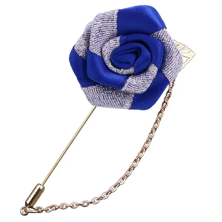 Pin de solapa de traje hecho a mano para hombre, broche de tela de flor para boda