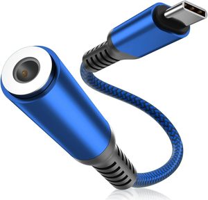 USB tip C için 3.5mm kadın kulaklık adaptör jak 20cm naylon örgülü USB C için 3.5mm Aux ses Dongle kablosu iPad Pro Macbook - Product Image 2