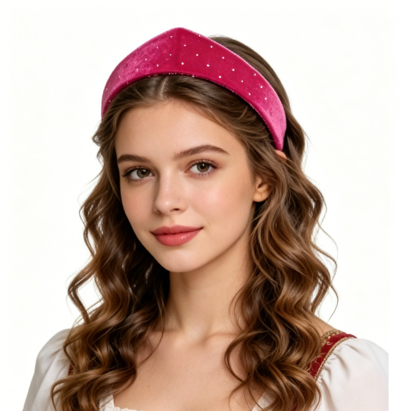 Serre-tête en velours rose gypsophile, taille réglable
