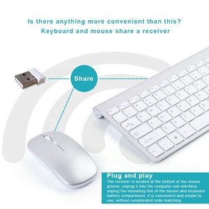 Miniteclado y ratón inalámbrico recargable con receptor USB, resistente al agua, 2,4 GHz, para portátil, Notebook, PC y ordenador - Product Image 2