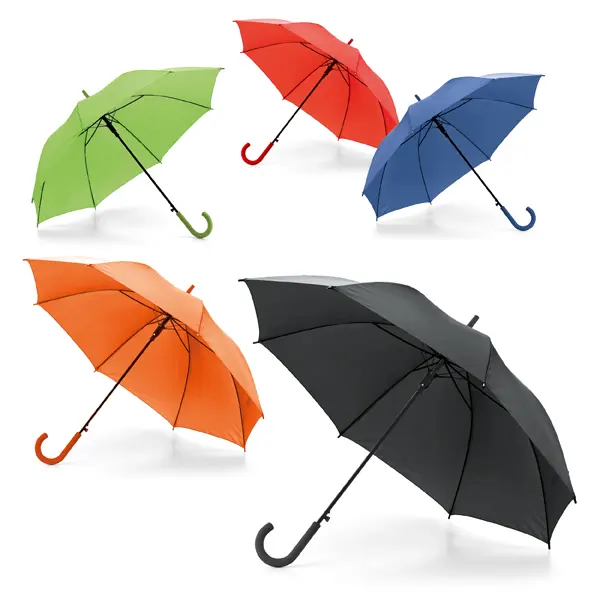 Parapluie de vente en gros moins cher, parapluie bâton de couleur vive avec poignée en J