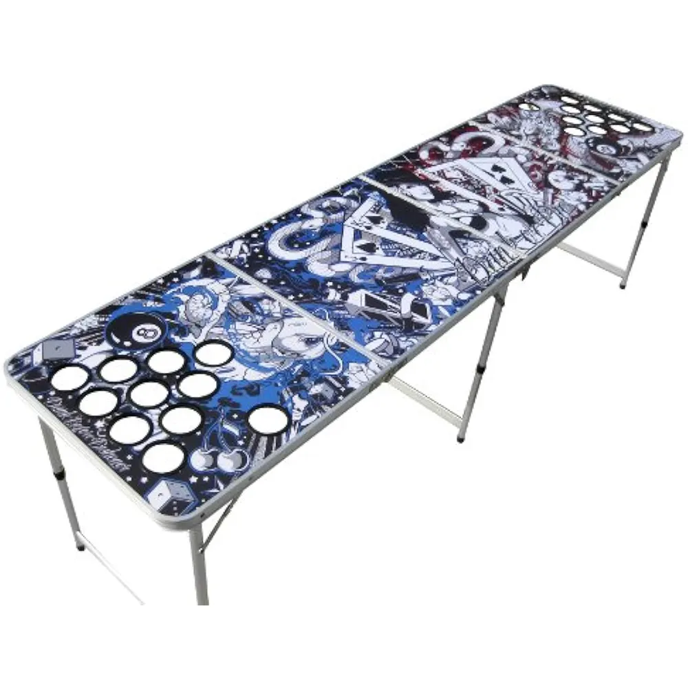 Design personalizzato con struttura in metallo rosso tavolo da Beer Pong pieghevole portatile in alluminio