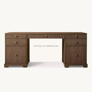 MYHOME 2025 <strong>Executive</strong> Reeded Desk <strong>Durable</strong> 7-Drawer Antique <strong>Computer</strong> Table for Home Office Use Manager Desk Furniture Set - Product Image 4