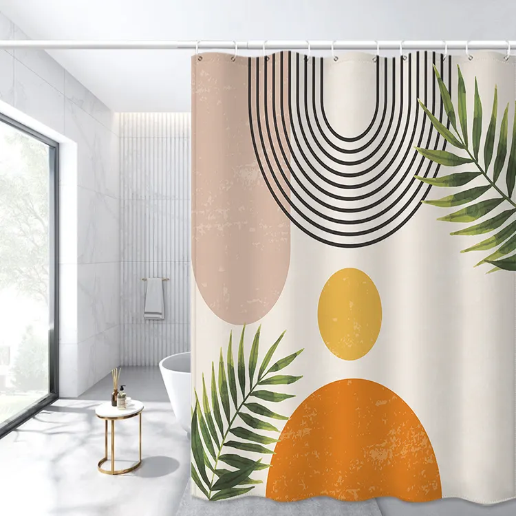 간단한 샤워 커튼 사용자 정의 디자인 3D 인쇄 욕실 샤워 커튼