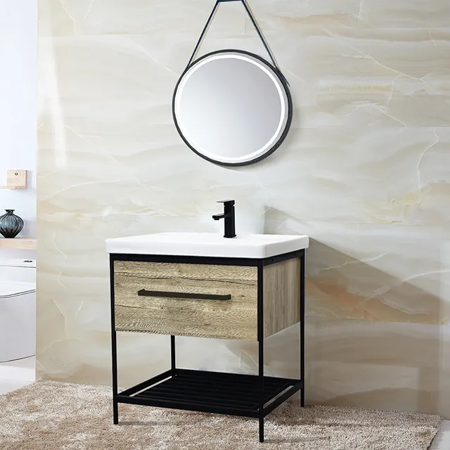 Tocador de baño de MDF, mueble moderno de estilo europeo personalizado con patas