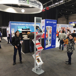 Xách tay kim loại hiện đại có thể gập lại <span class=keywords><strong>Zig</strong></span> <span class=keywords><strong>Zag</strong></span> Văn Học đứng 4 túi lưu trữ cho bền nhẹ pop-up Rack hiển thị cho - Product Image 3