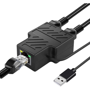 Cat 5/6/100 kablo için USB güç kablosu ile yüksek hızlı 7/8 M Ethernet Splitter 1 ila 2 RJ45 Internet ağ bölücüler - Product Image 1