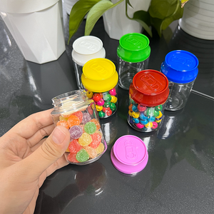 Gıda ambalajı yuvarlak şeffaf plastik sakızlı şeker ambalajlı kavanoz Mini kola Soda sakızlı şeker kavanozu şekillendirebilir