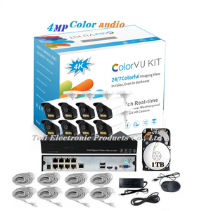 IP POE摄像机H.265 4K NVR 1TB内存400万内置麦克风运动检测8摄像机监控系统 - Product Image 1