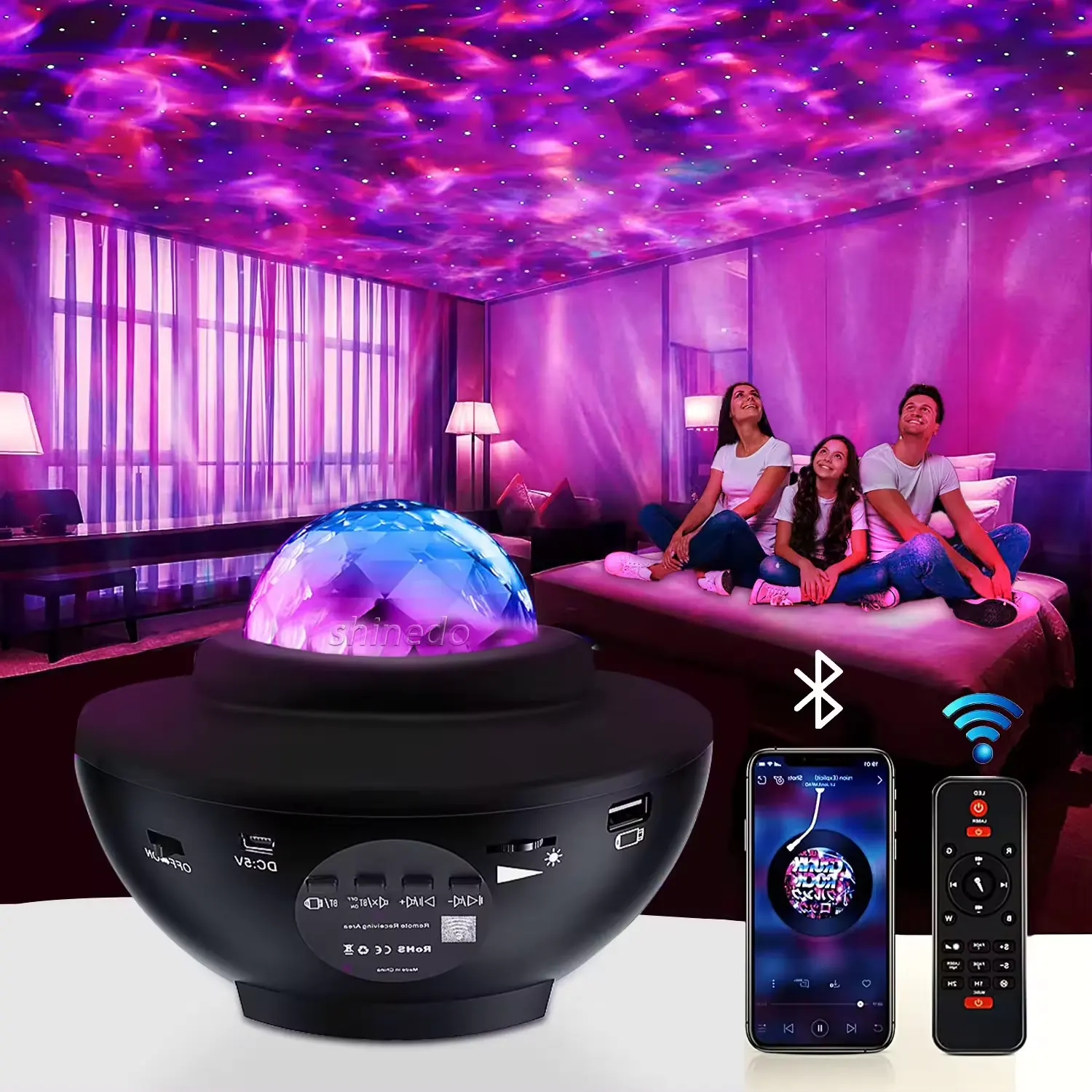 Smart Star Night Starry Projector Light Laser Sky Star Projector BT Music Speaker Galaxy Projector per camera da letto