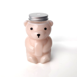 <strong>Customize</strong> 420ML/14fl.oz PET Plastic Bear <strong>Shape</strong> Beverage <strong>Bottle</strong> for Milk Tea Juice with Cap and Paper Straw - Product Image 2