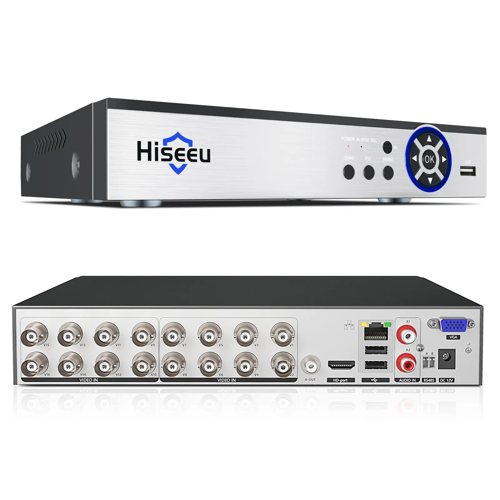 Hiseeu câmera de segurança híbrida, 16 canais dvr 5mp/1080p gravador de vídeo digital ahd/tvi/cvi/analógico/ipc 5 em 1