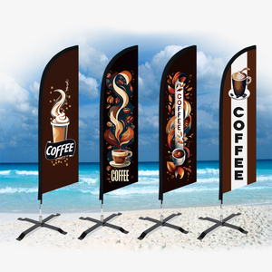 لافتة ترويجية خارجية مطبوعة مخصصة للشاطئ ، علم الدعاية والإعلان ، لا يشمل أي عمود المقاهي ، علم ريشة القهوة - Product Image 2
