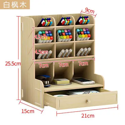 High quality hot selling wooden table pen pot storage box desk organizer pen holder for students and office workers use