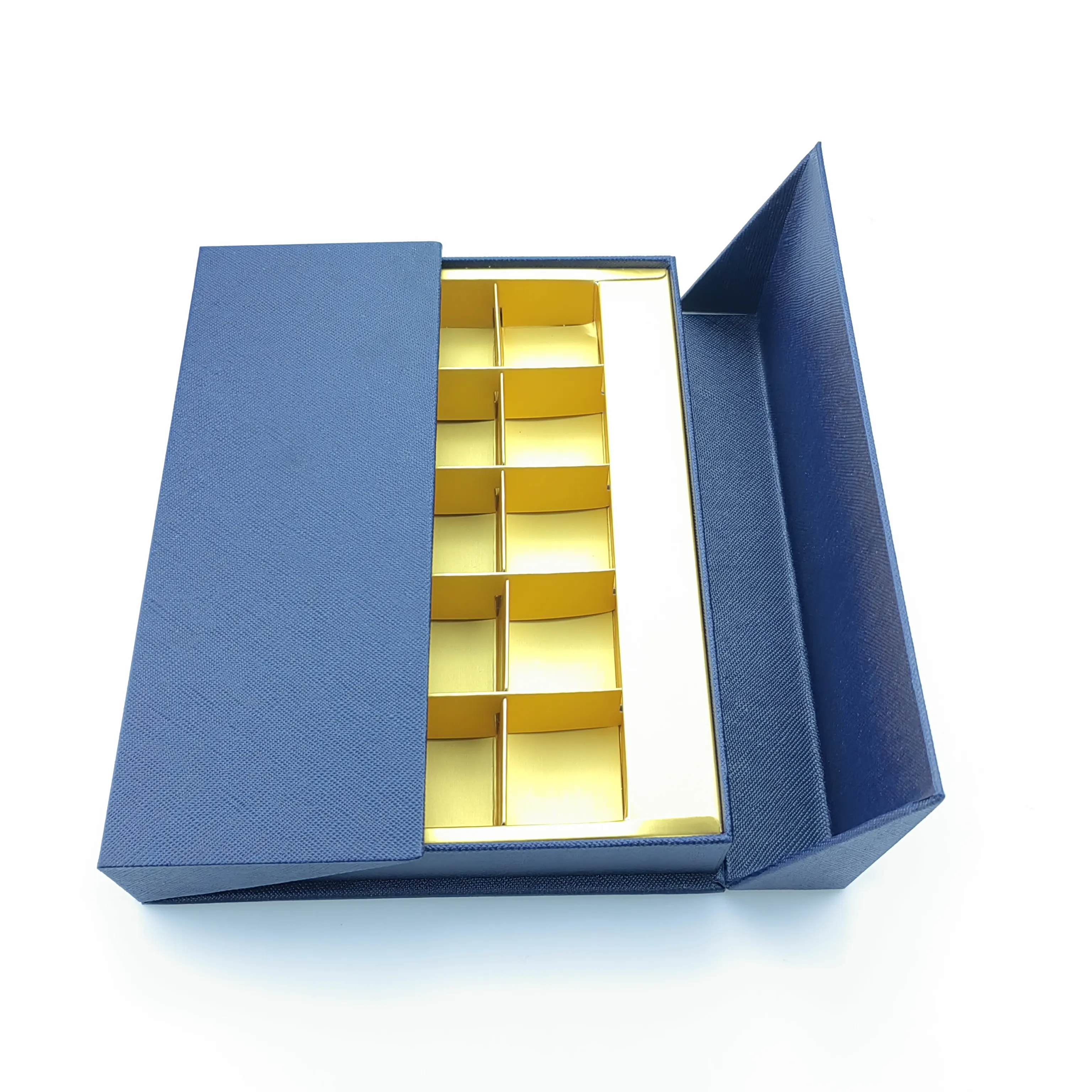 Kotak Slider hadiah coklat Haxagonal ramah lingkungan untuk ulang tahun kotak coklat Premium dengan plastik atau kertas pembagi rongga nampan