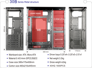 Bulk Atx Pc with Power Supply Fan Plexiglass Horizontal Cooled Pc Chassis Cpu Cabinet <strong>Computer</strong> Case - Product Image 5