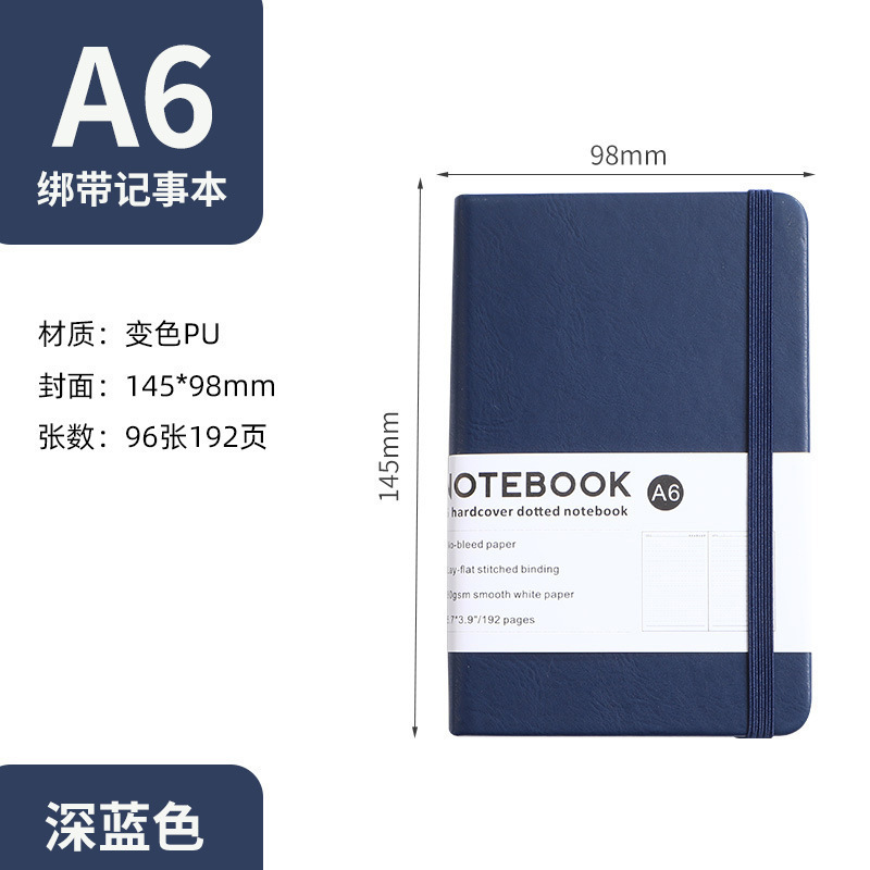 Dark blue-a6 spiral notebook-192 pages-ribbon bookmark