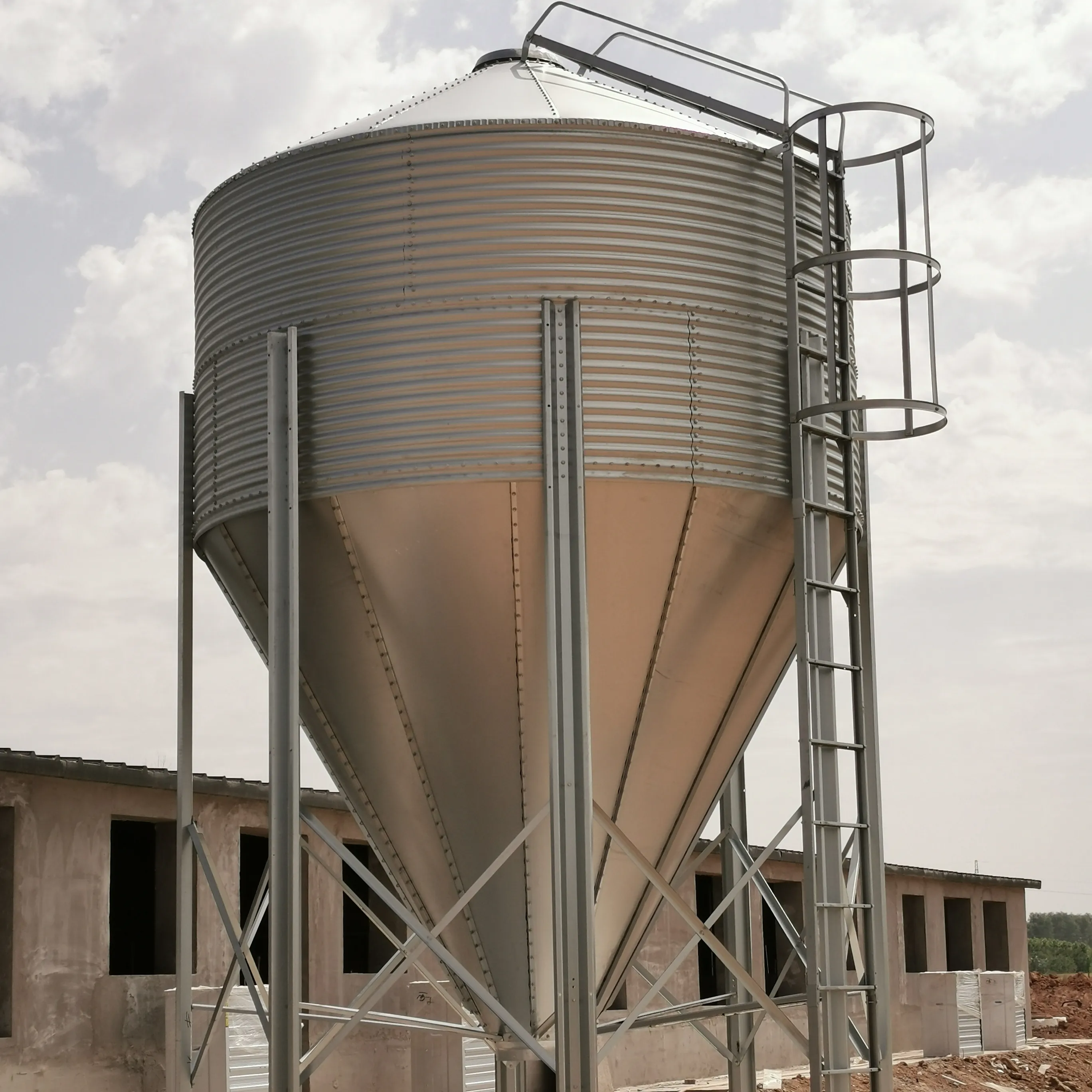 Tolva de hoja galvanizada de alta calidad, silos de grano de metal de 30 toneladas para granja avícola, 20% de descuento, precio de alimentación de silos de grano de 500 toneladas